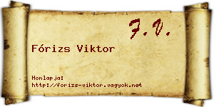 Fórizs Viktor névjegykártya